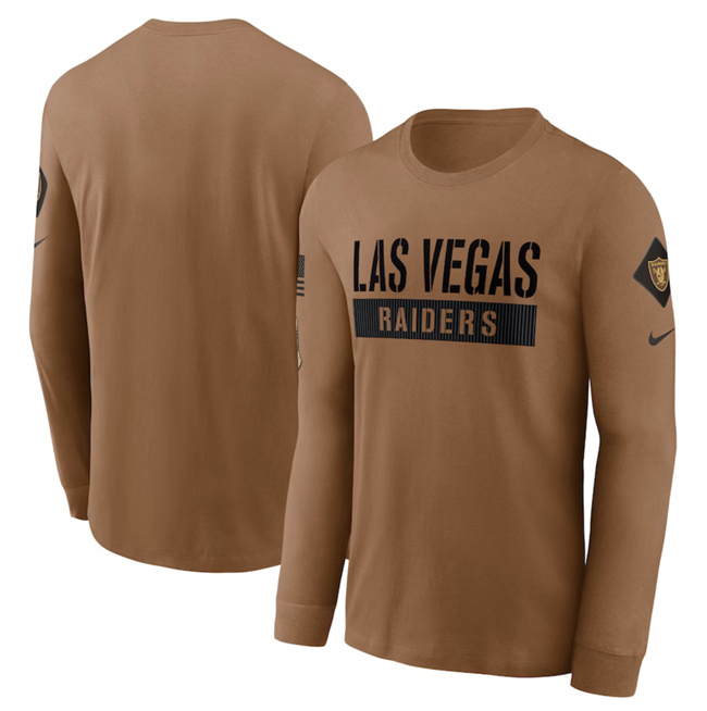 Men's Las Vegas Raiders 2023 Brown Salute To Service Long Sleeve T-Shirt